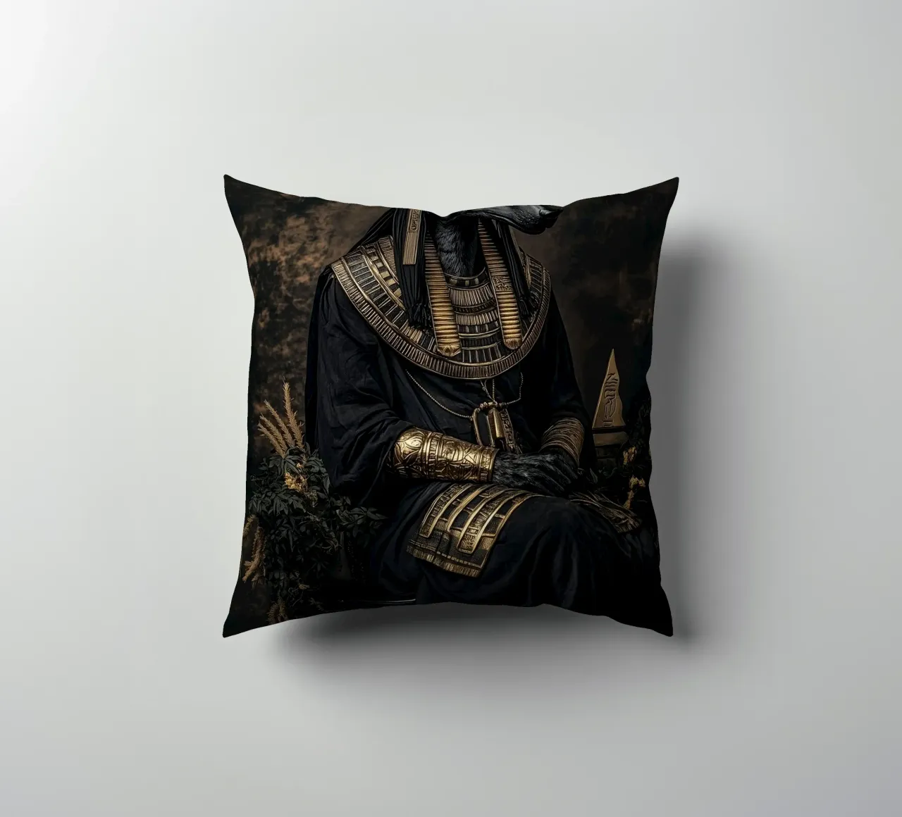 Sitting Anubis decorative cushion by Synthaira