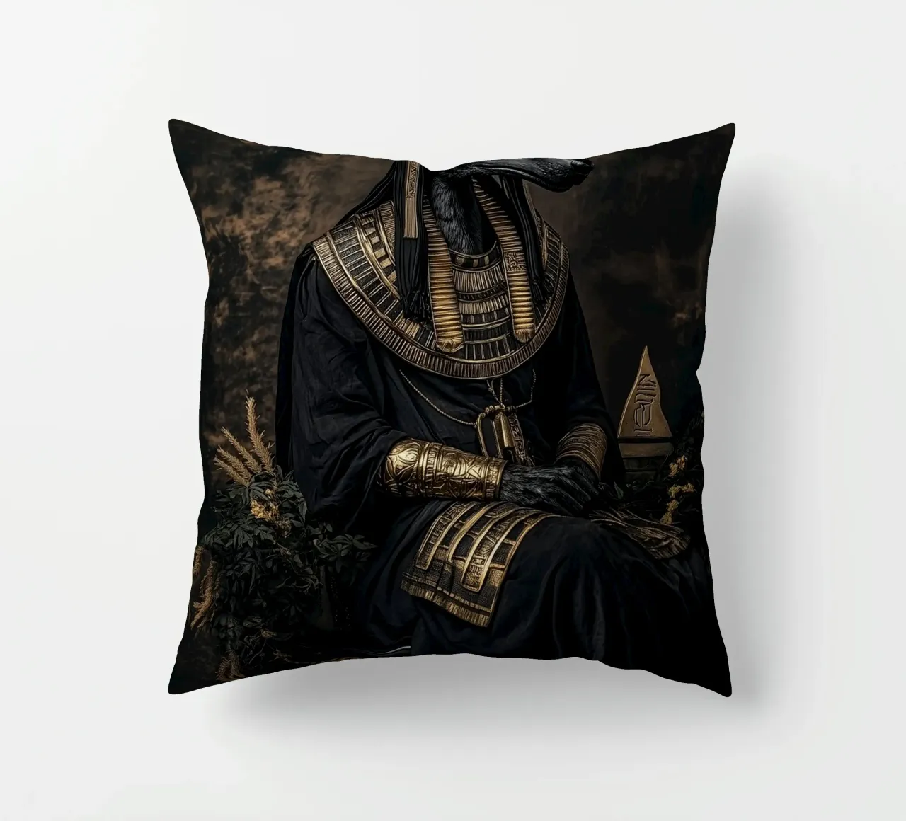 Sitting Anubis decorative cushion by Synthaira