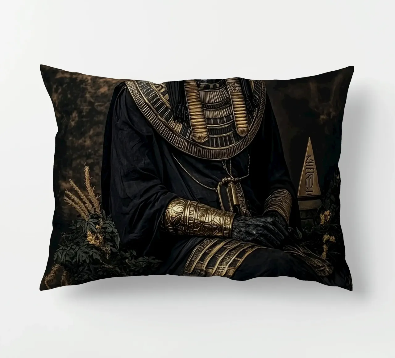 Sitting Anubis decorative cushion by Synthaira