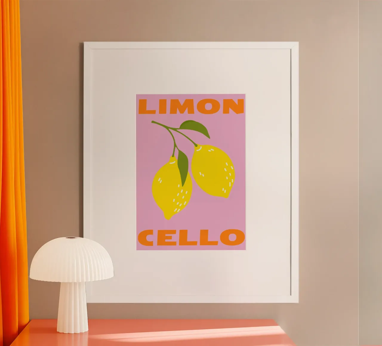 Limoncello, limone, ITALIANO, Tipografia poster con telaio in legno da pdigitalprints