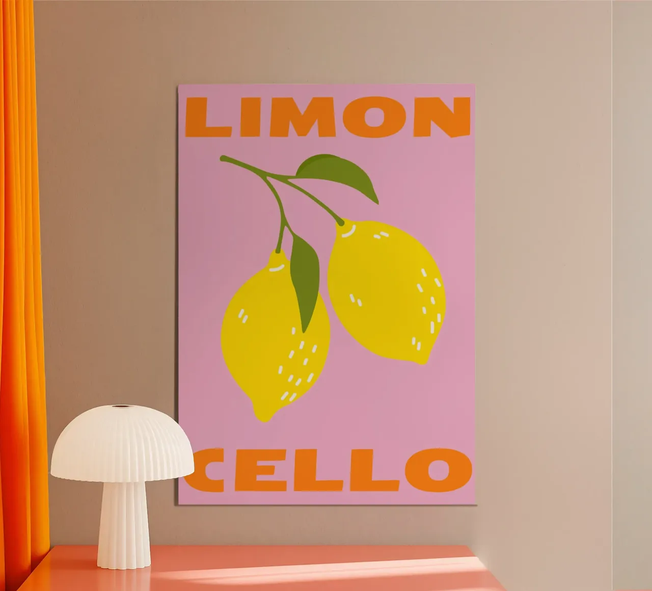 Limoncello, limone, ITALIANO, Tipografia poster con telaio in legno da pdigitalprints