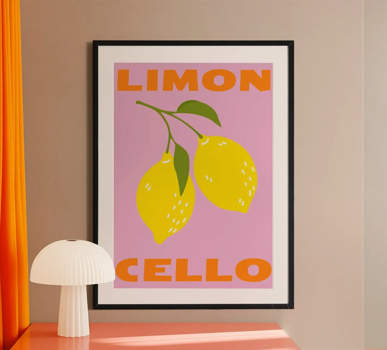 Limoncello, limone, ITALIANO, Tipografia poster con telaio in legno da pdigitalprints