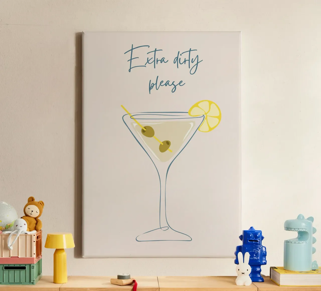 Extra dirty per favore, cocktail martini tela con Cornice a cassetta da pdigitalprints