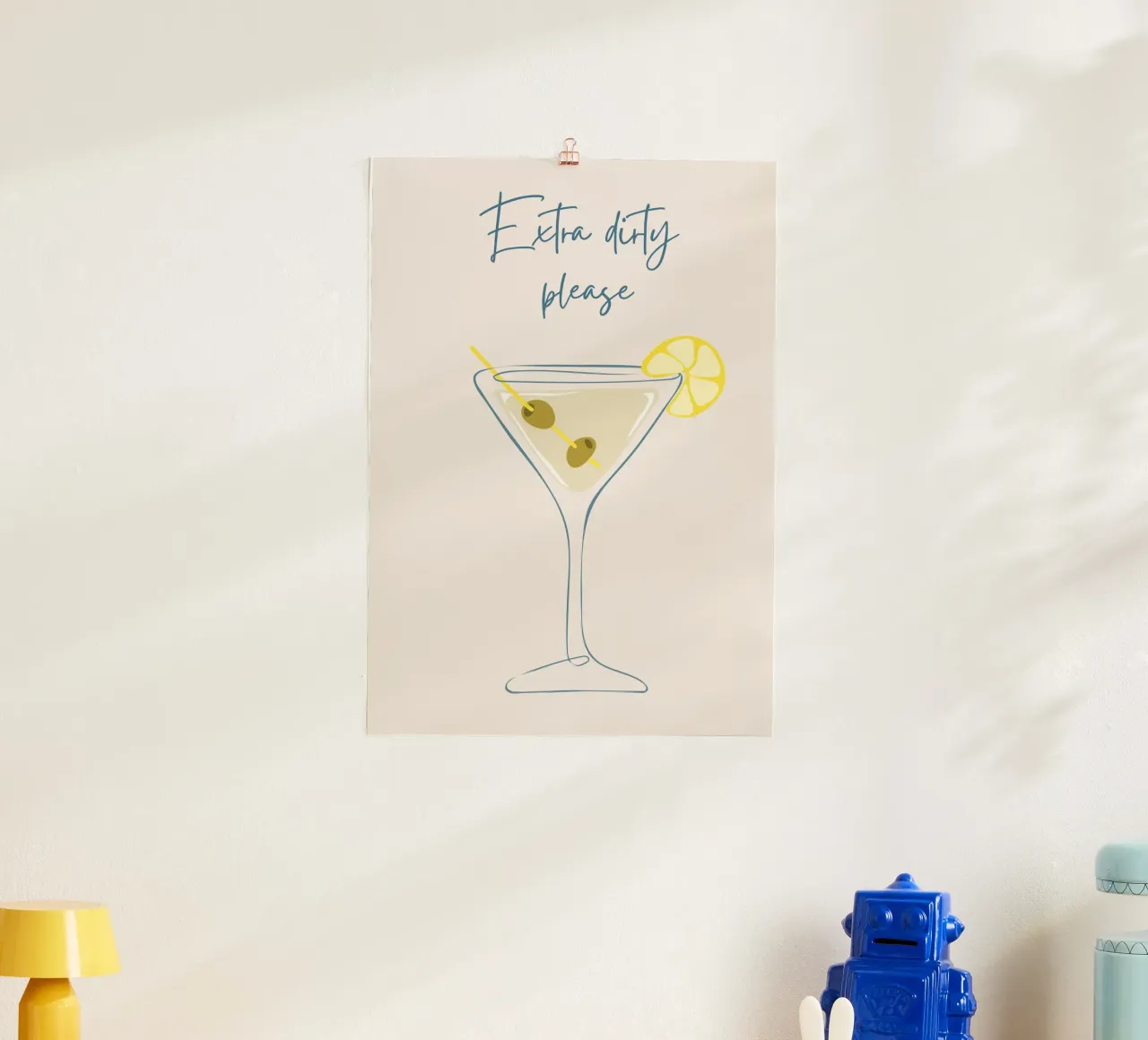 Extra dirty per favore, cocktail martini poster con telaio in alluminio da pdigitalprints