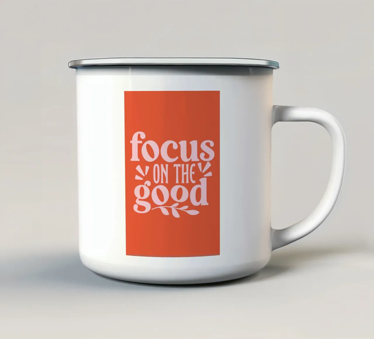 Concentrarsi sul bene, citazione motivazionale, frasi positive tazza in smalto da pdigitalprints