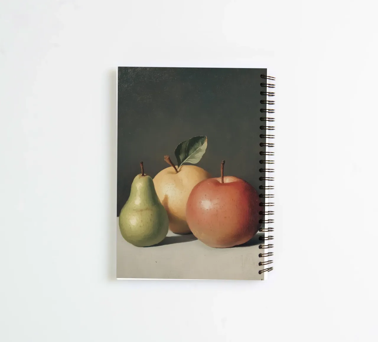 Still Life Painting of Pear and Apples spiral notebook by Melloi Art Print