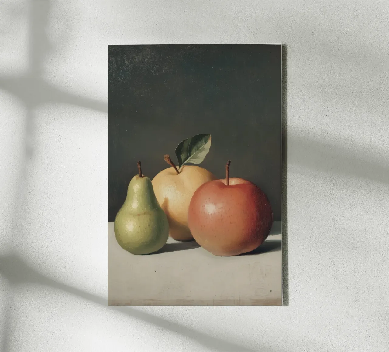 Stilleven van peer en appels canvas van Melloi Art Print