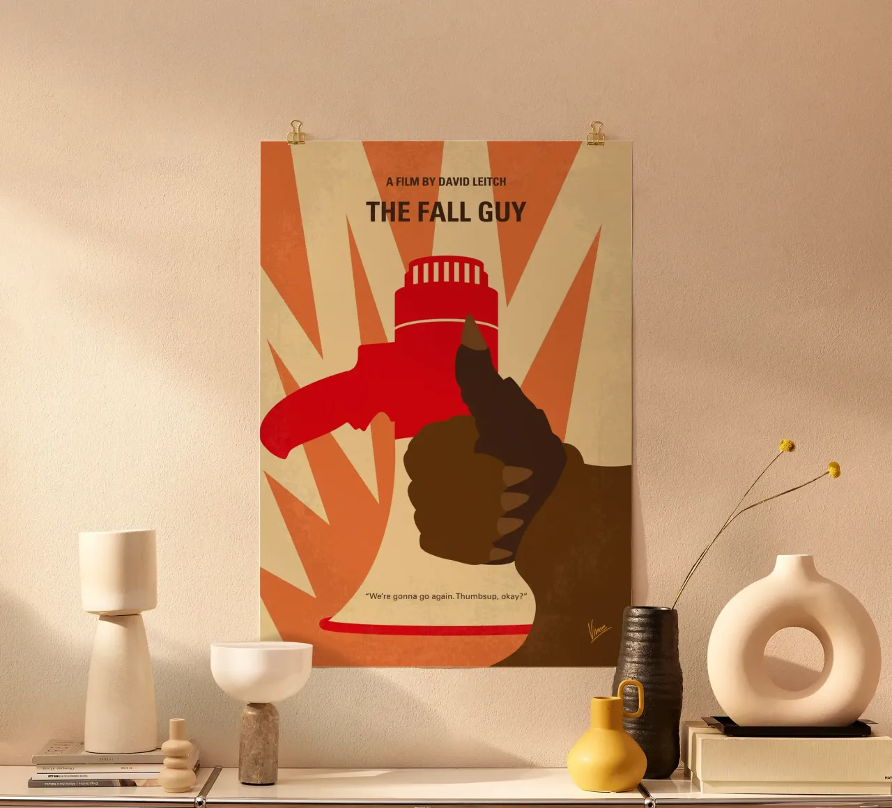 No1443 My The Fall Guy minimal movie poster carta hahnemühle da Chungkong