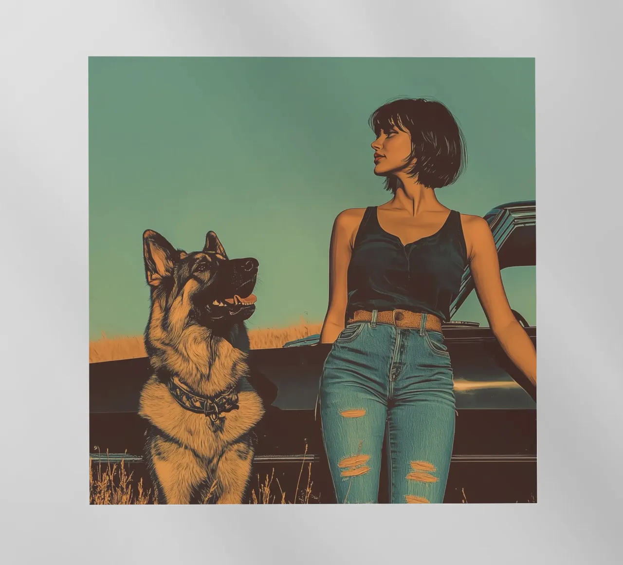 Ragazza con cane pellicola backlit da Synthaira