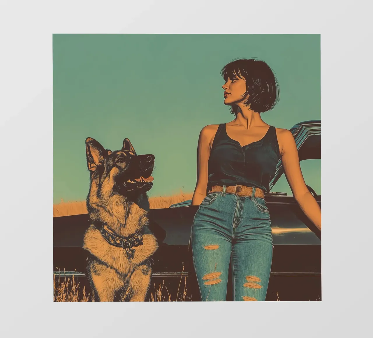 Ragazza con cane pellicola backlit da Synthaira