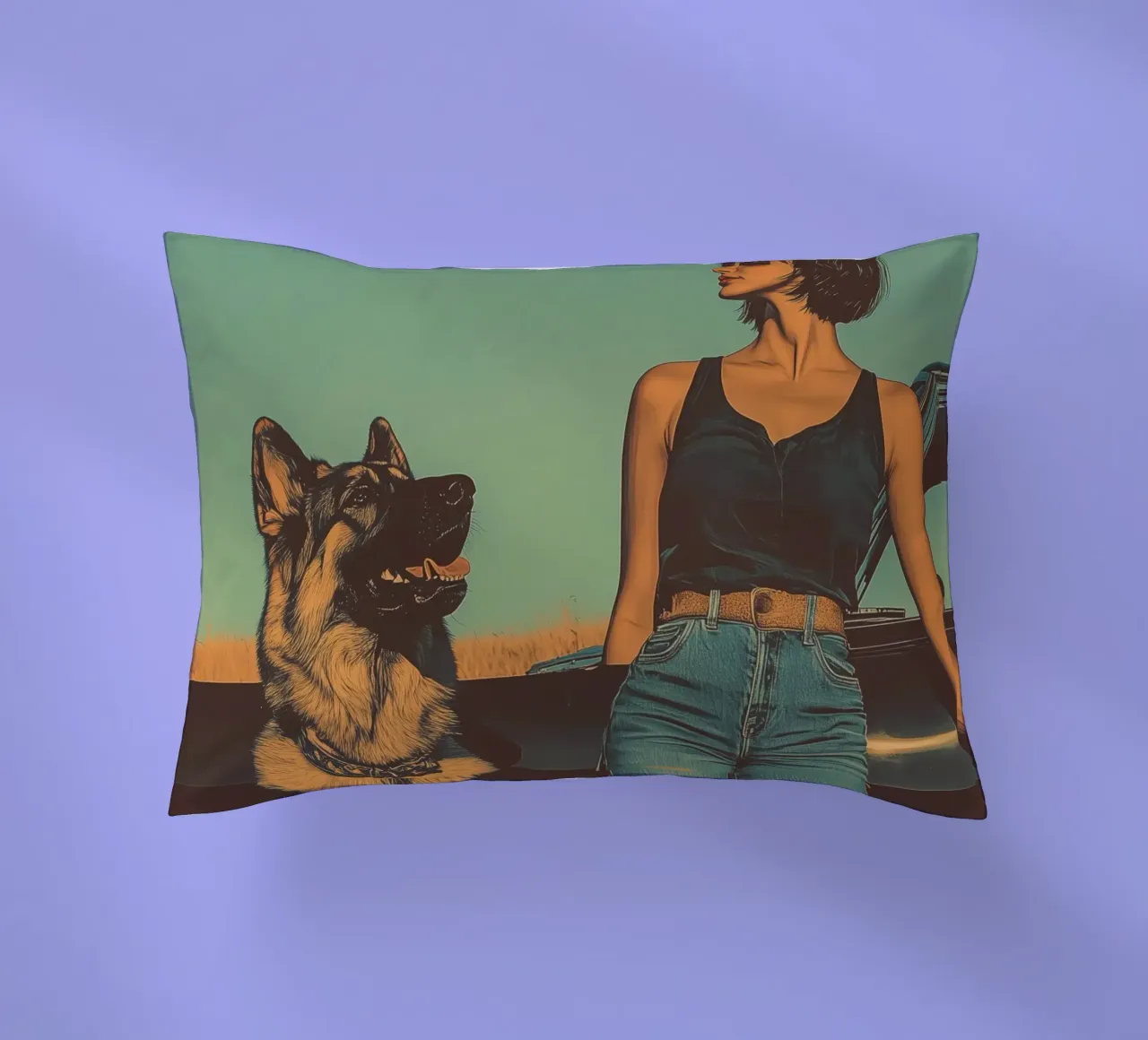 Ragazza con cane cuscino da Synthaira