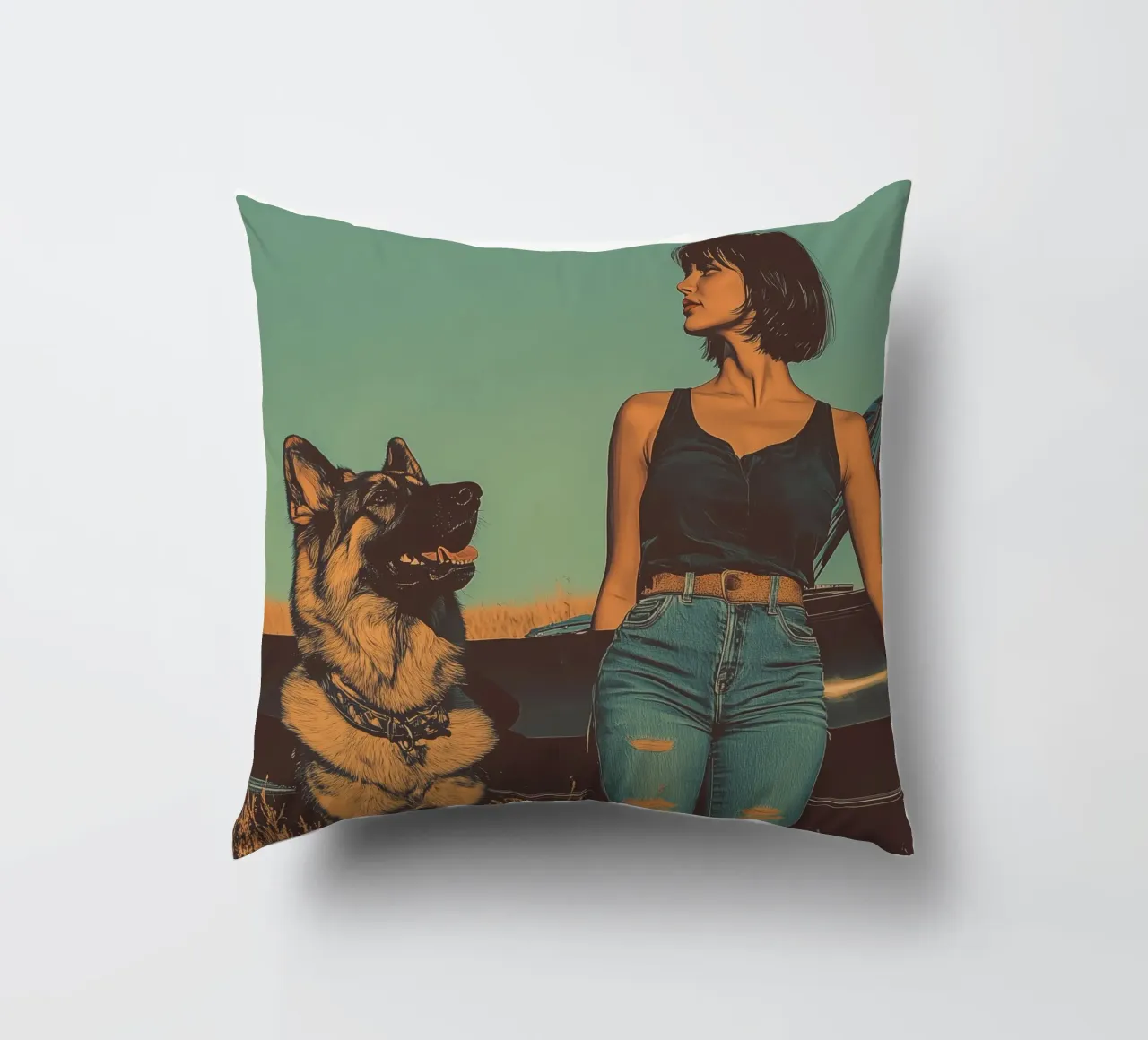 Ragazza con cane cuscino da Synthaira