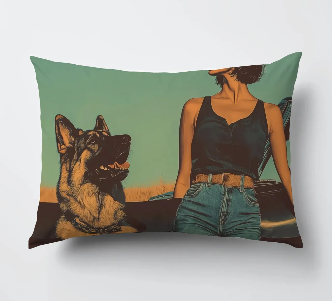 Ragazza con cane cuscino da Synthaira