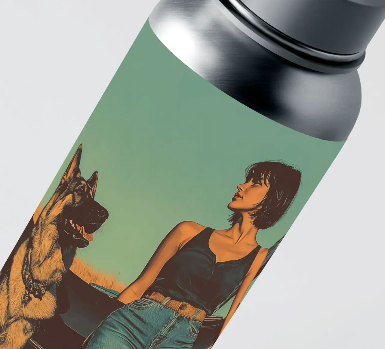 Girl with dog sticker by Synthaira