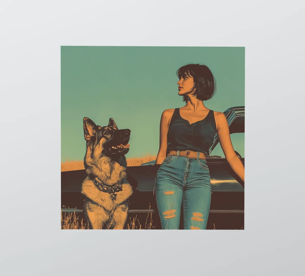 Girl with dog sticker by Synthaira