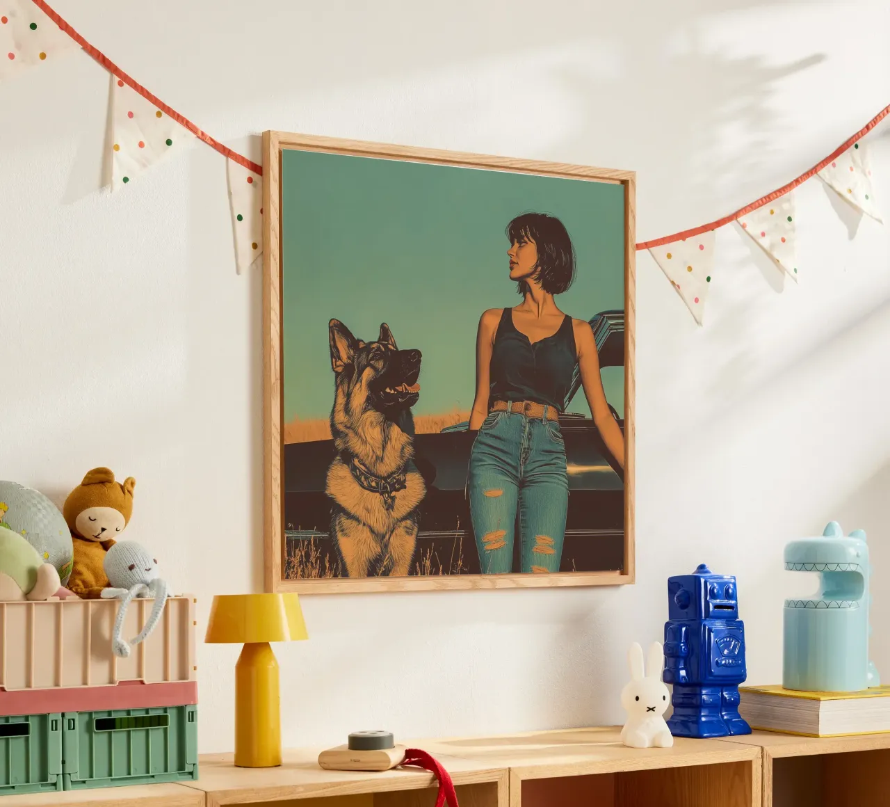 Ragazza con cane plexiglass da Synthaira