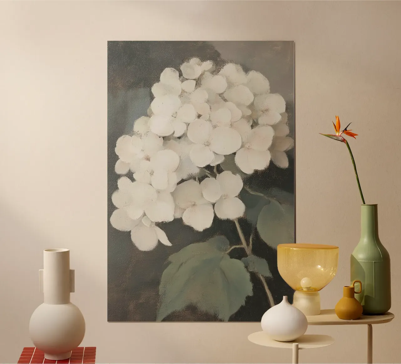 Pittura di fiori di ortensia bianca carta hahnemühle da Melloi Art Print