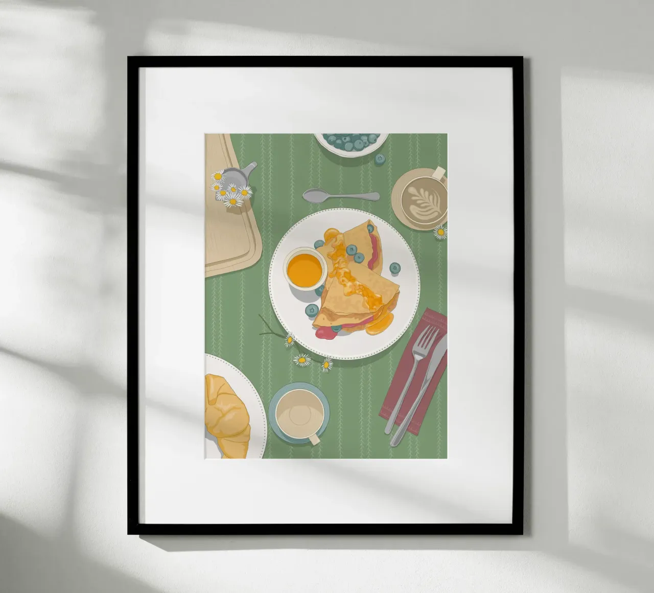 Stampa artistica sulla colazione a base di crepes per la cucina e la sala da pranzo poster con telaio in legno da Sofi Ka
