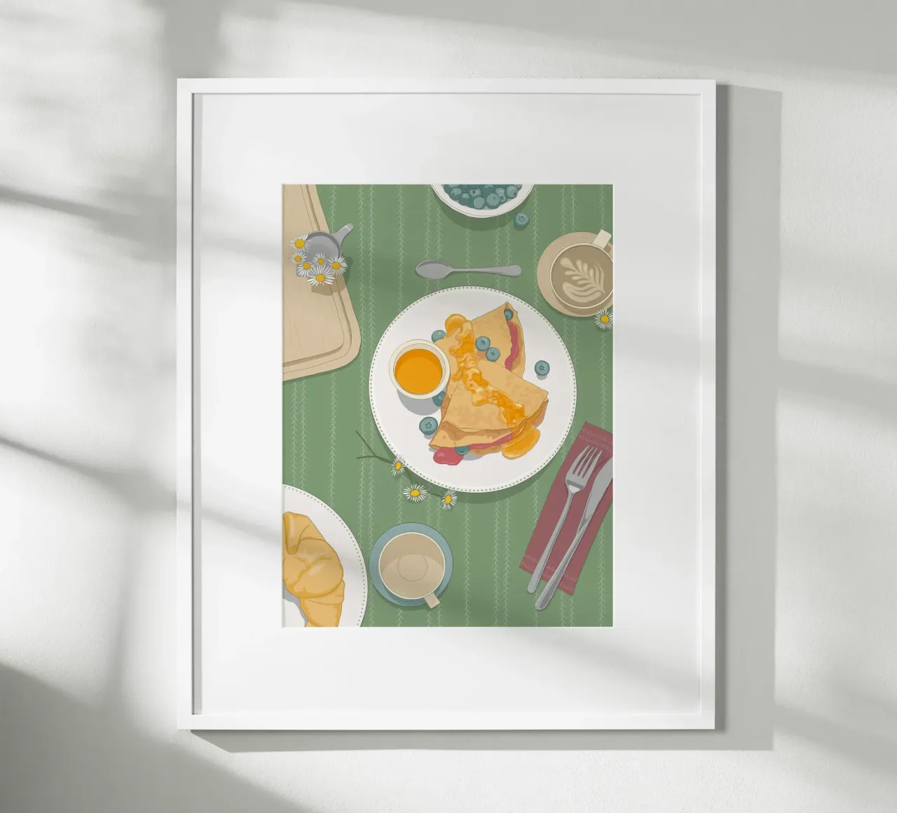 Stampa artistica sulla colazione a base di crepes per la cucina e la sala da pranzo poster con telaio in legno da Sofi Ka