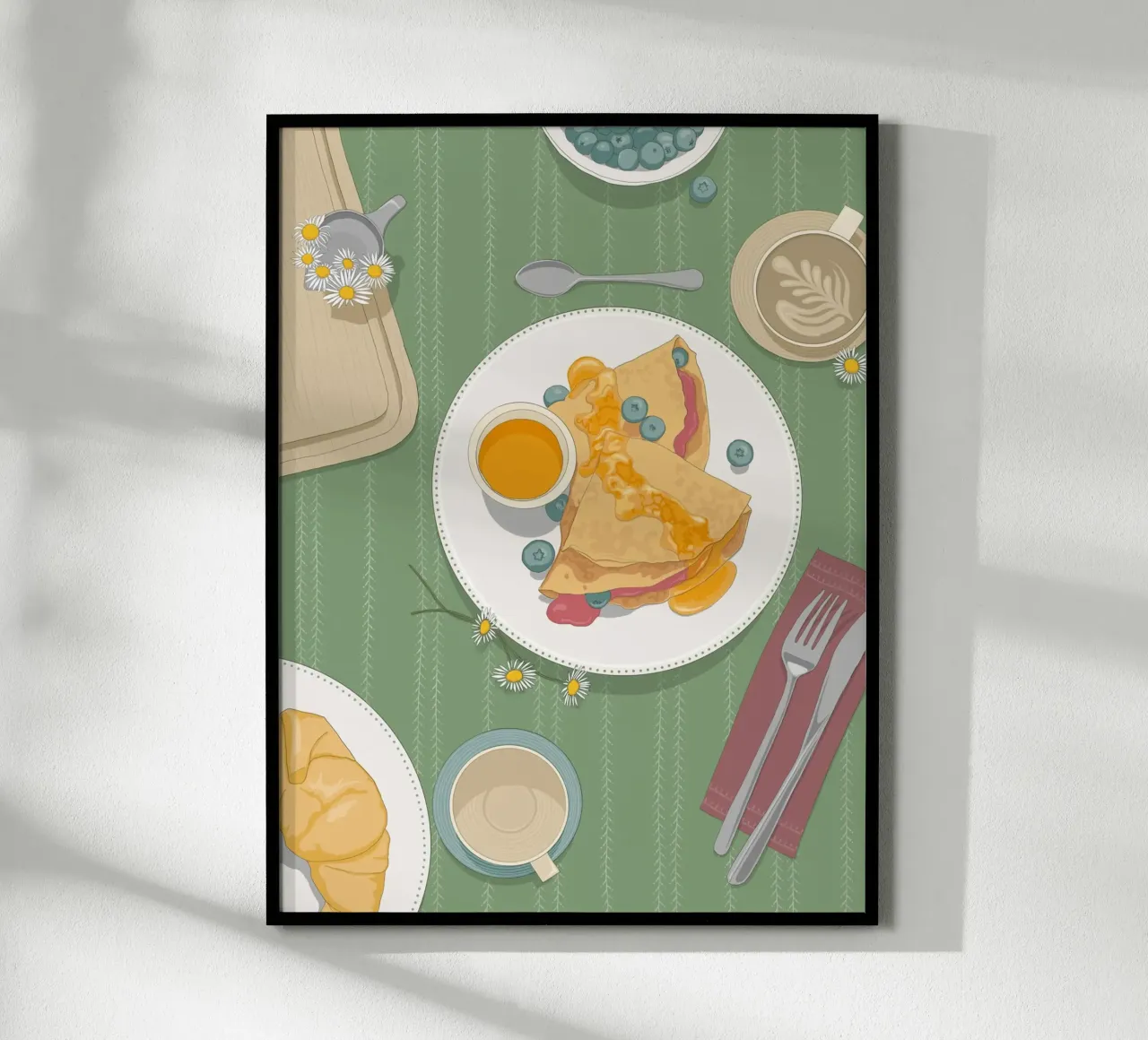 Stampa artistica sulla colazione a base di crepes per la cucina e la sala da pranzo poster con telaio in legno da Sofi Ka