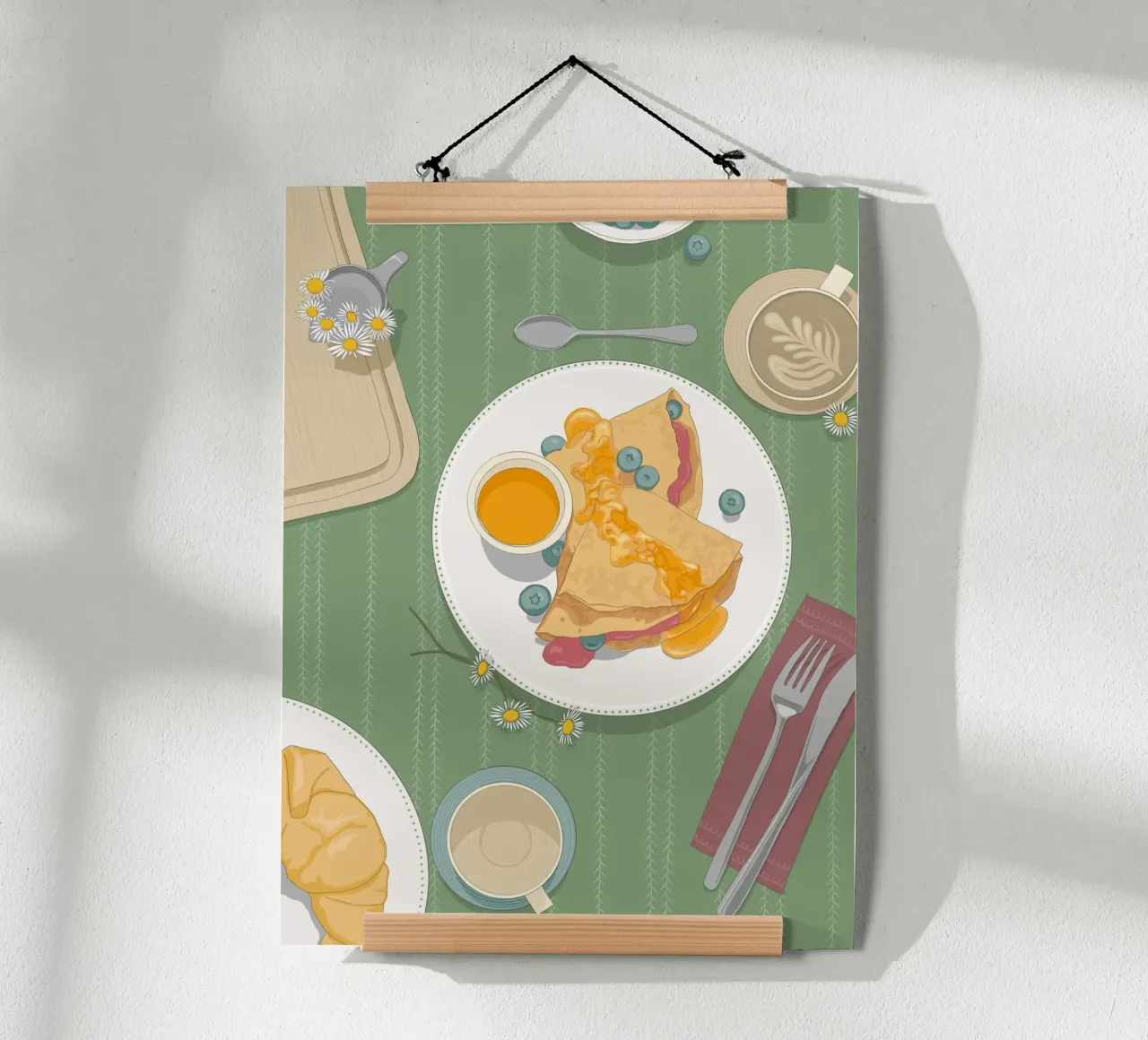 Stampa artistica sulla colazione a base di crepes per la cucina e la sala da pranzo poster con telaio in legno da Sofi Ka