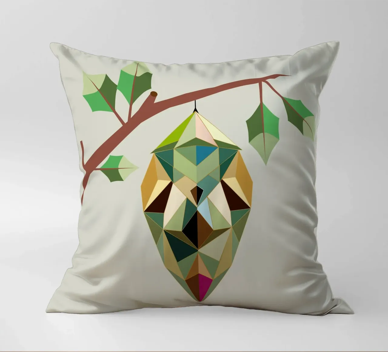 Geometric cocoon - symbols of transformation decorative cushion by namosh