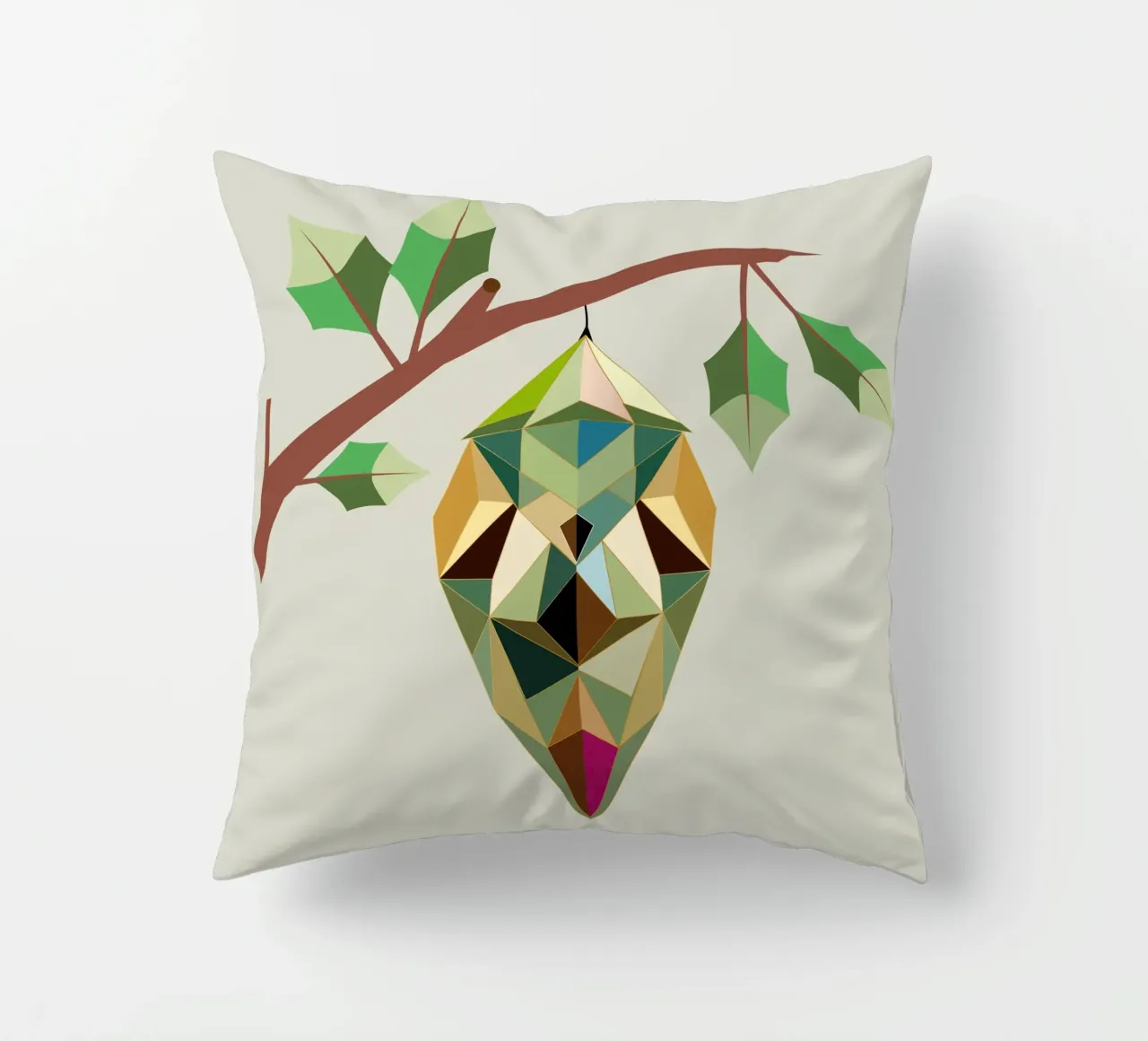 Geometric cocoon - symbols of transformation decorative cushion by namosh