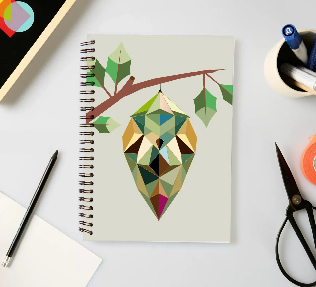 Geometric cocoon - symbols of transformation spiral notebook by namosh
