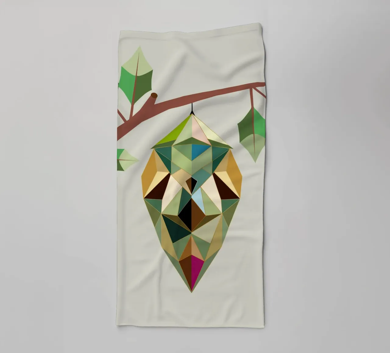 Geometric cocoon - symbols of transformation towel by namosh