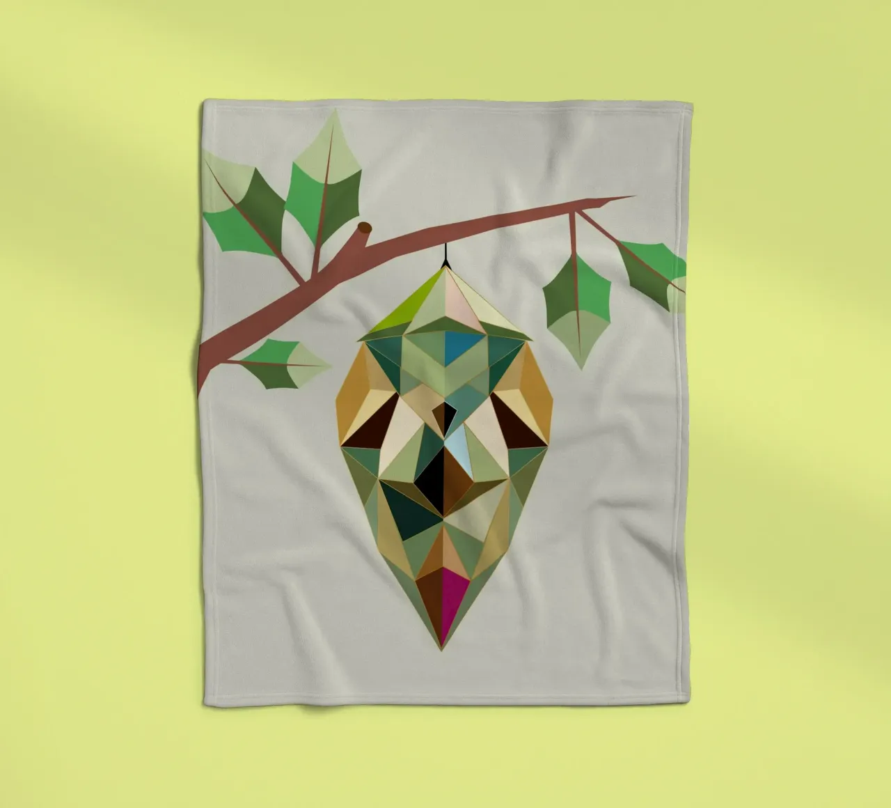 Geometric cocoon - symbols of transformation fleece blanket by namosh