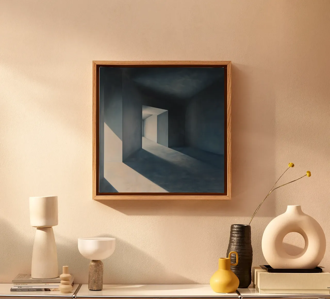 Blauw labyrint canvas van Synthaira