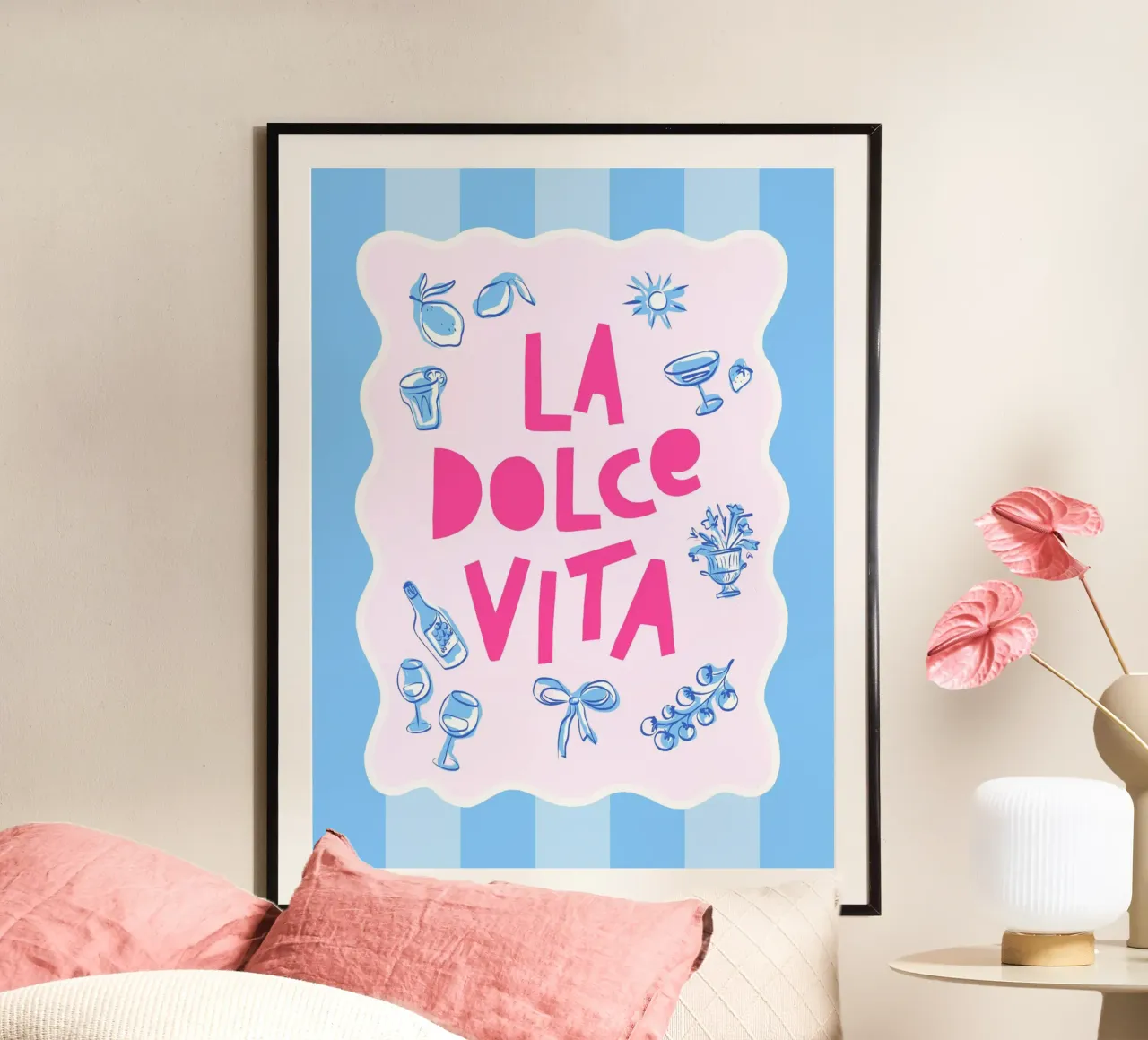 La Dolce Vita - L'estate preppy a righe poster da Dominique Vari Words