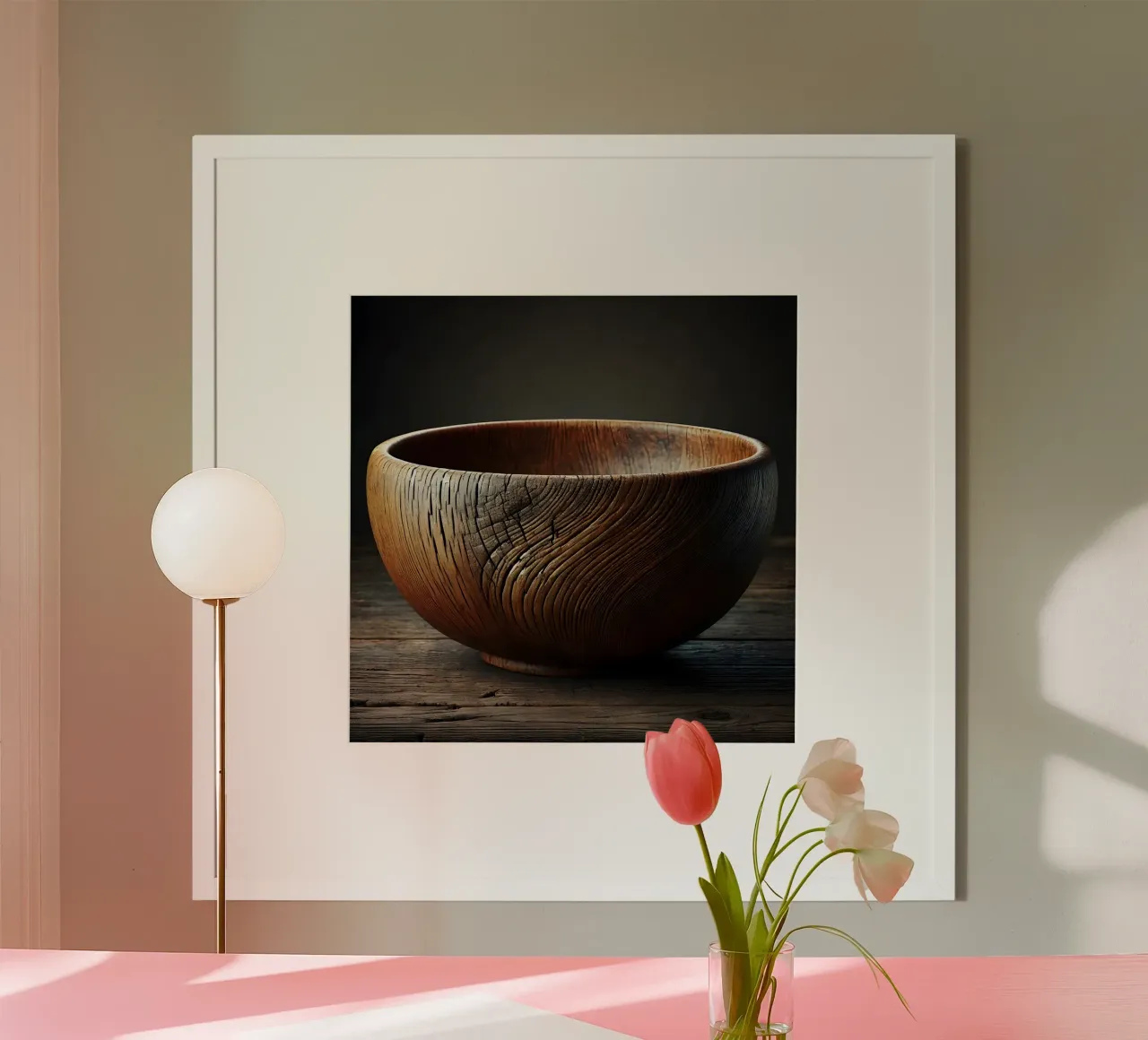 The beauty and unique texture of a wooden bowl poster with aluminum frame by scHio