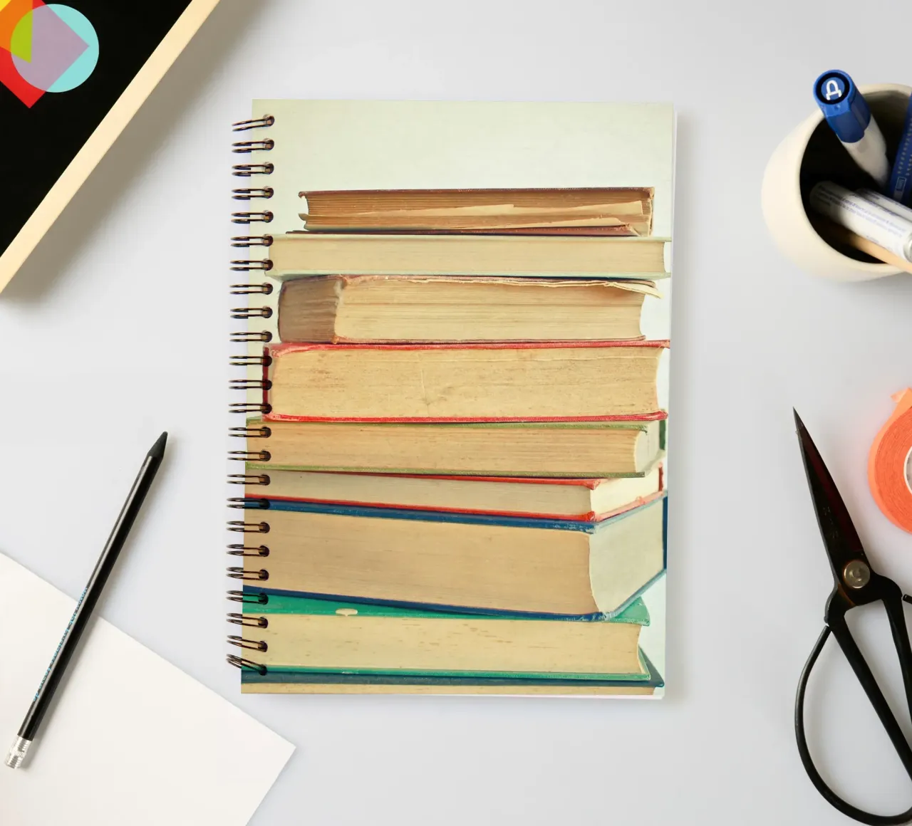 Stack of Books spiral notebook by Cassia Beck Photography