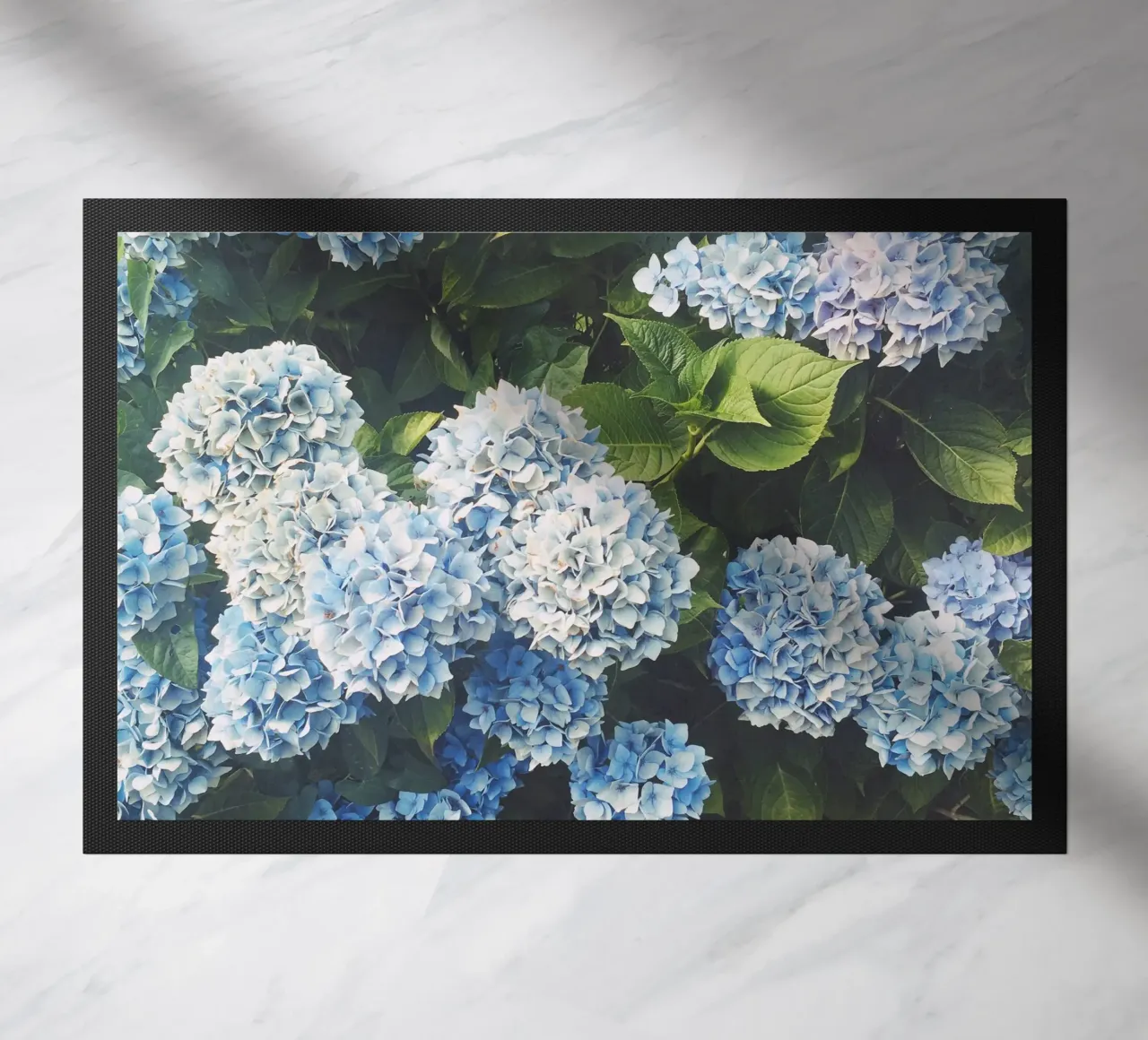 Blue Hydrangea doormat by Cassia Beck Photography