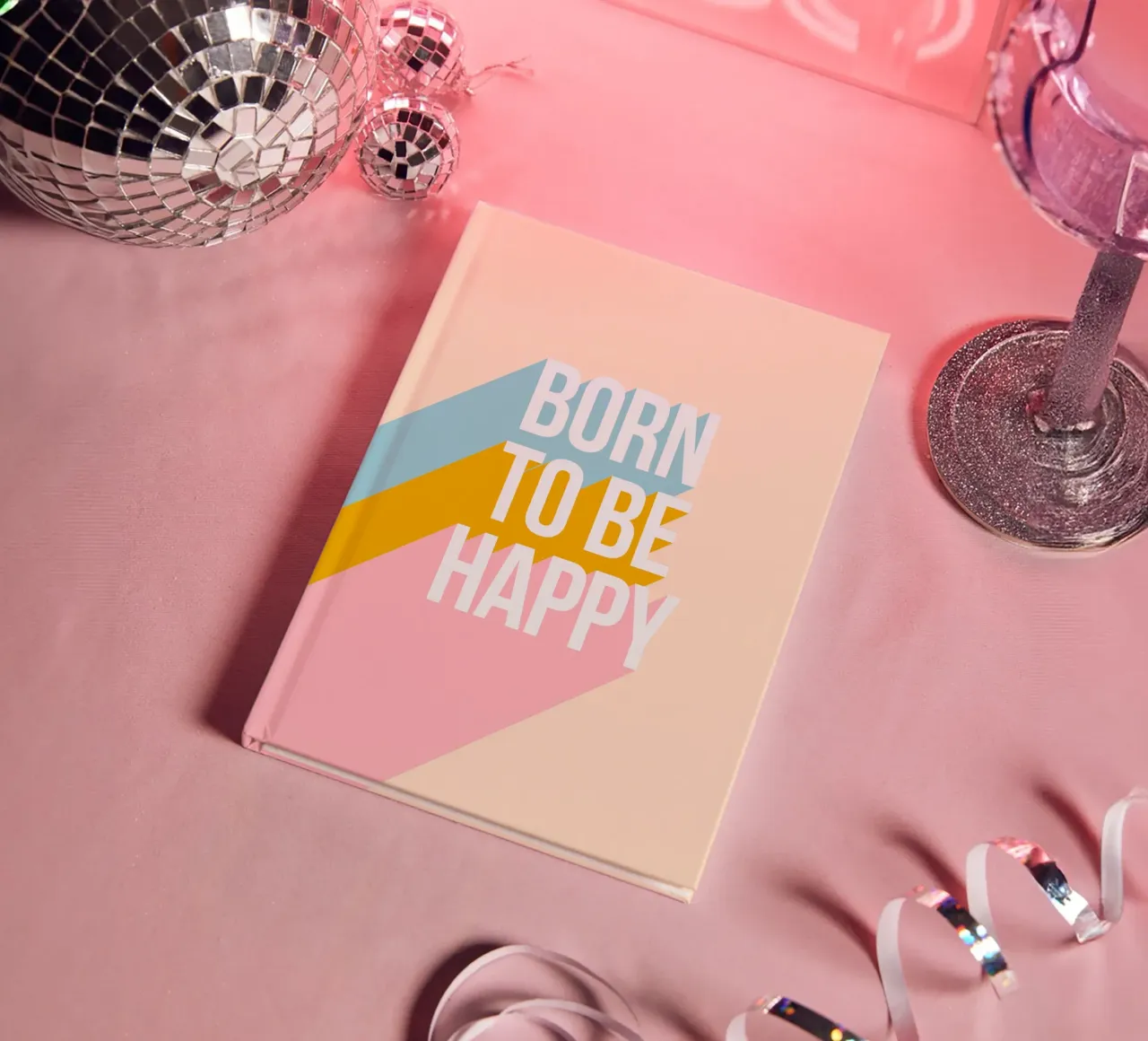 Born to be Happy • Motivational Typography notebook by Dominique Vari Words