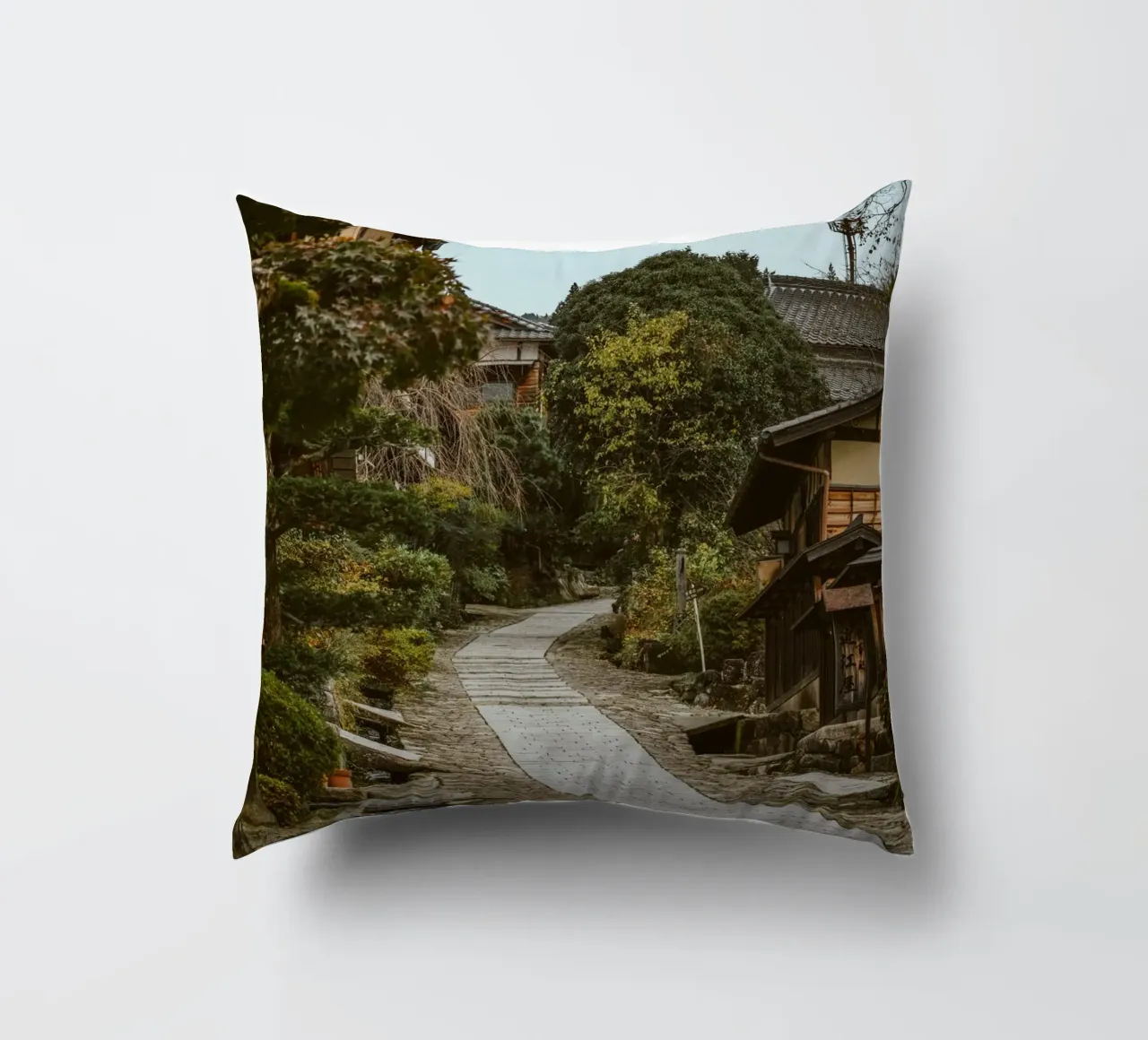 Magome Town in Japan decorative cushion by Marcel Bisig