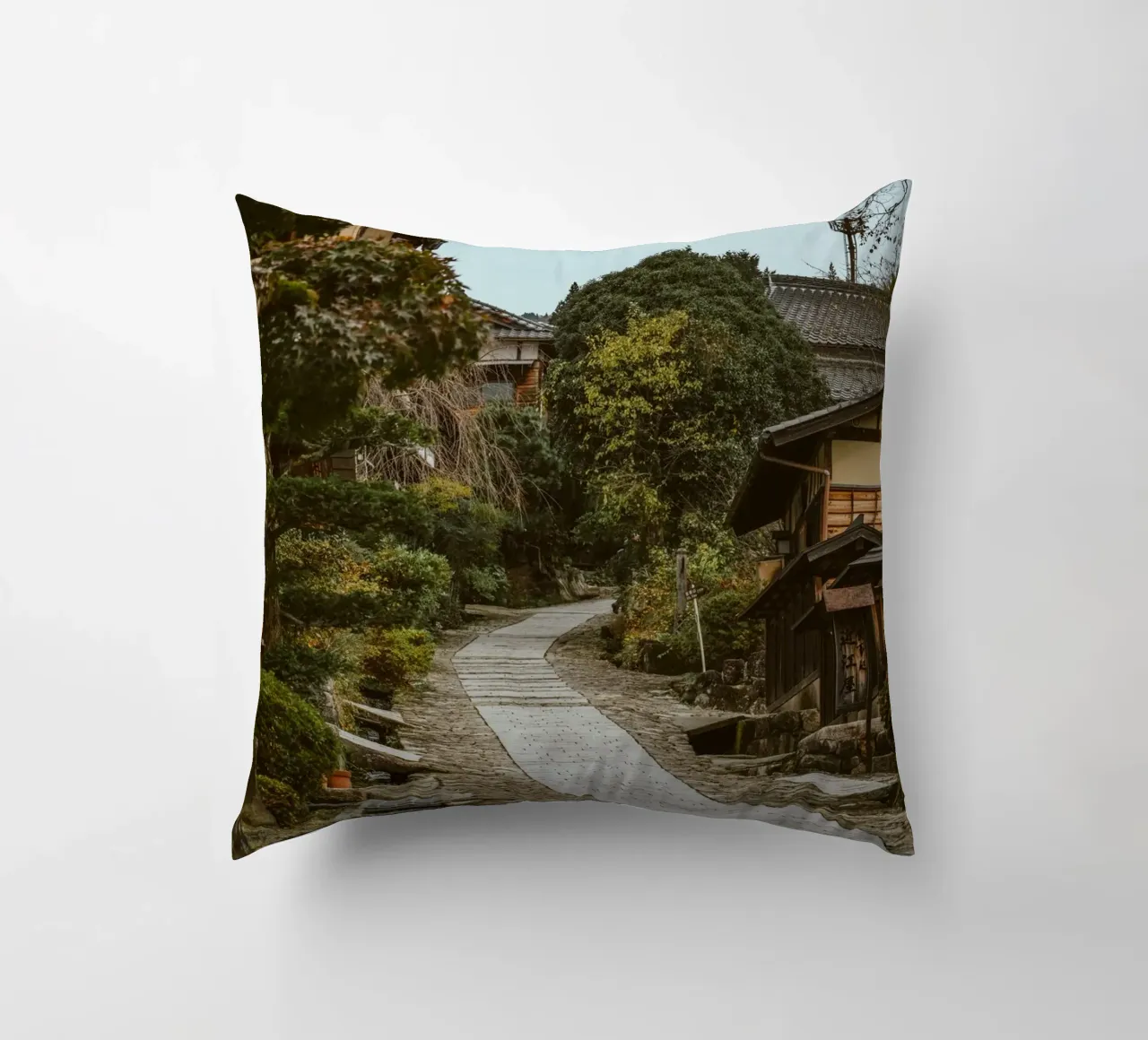 Magome Town in Japan decorative cushion by Marcel Bisig