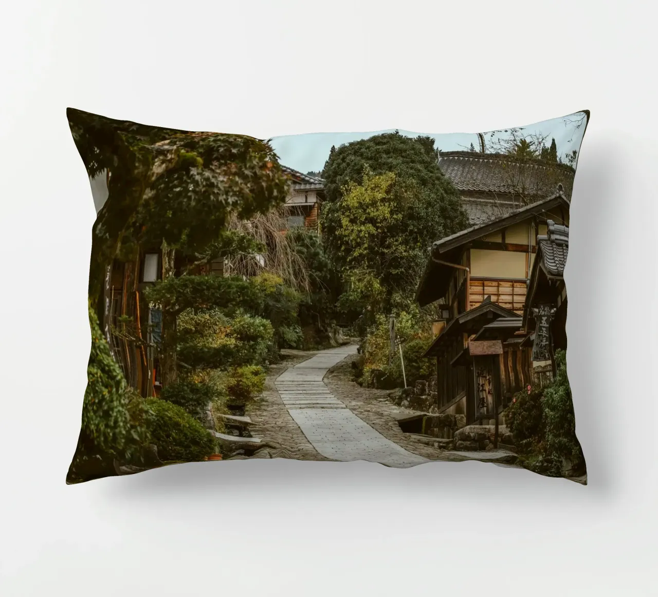 Magome Town in Japan decorative cushion by Marcel Bisig