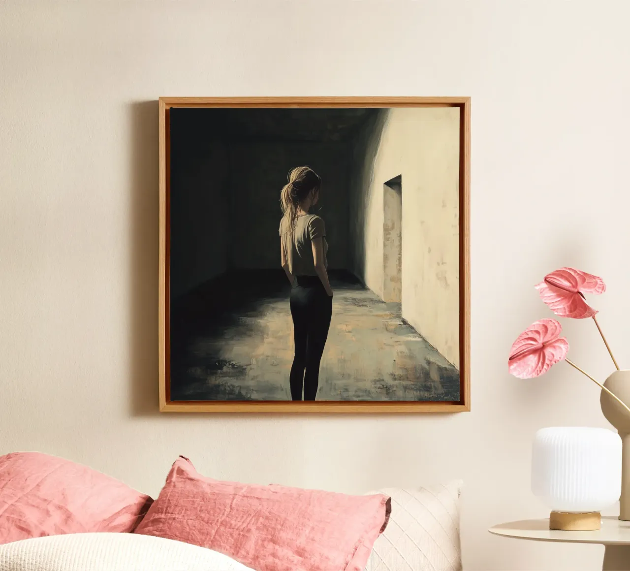 Mysterious asylum girl canvas with Floater frame by Synthaira