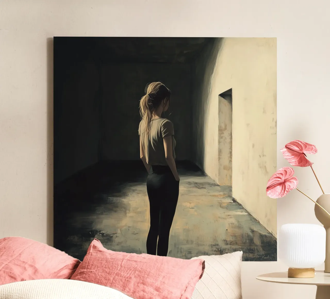 Mysterious asylum girl canvas with Floater frame by Synthaira
