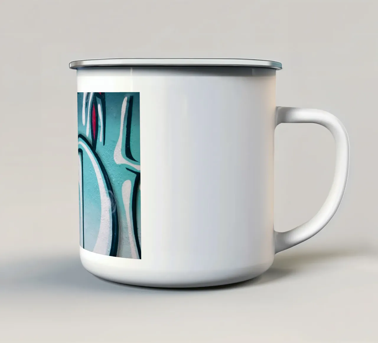 Türkis Graffiti tazza in smalto da Flo Klein