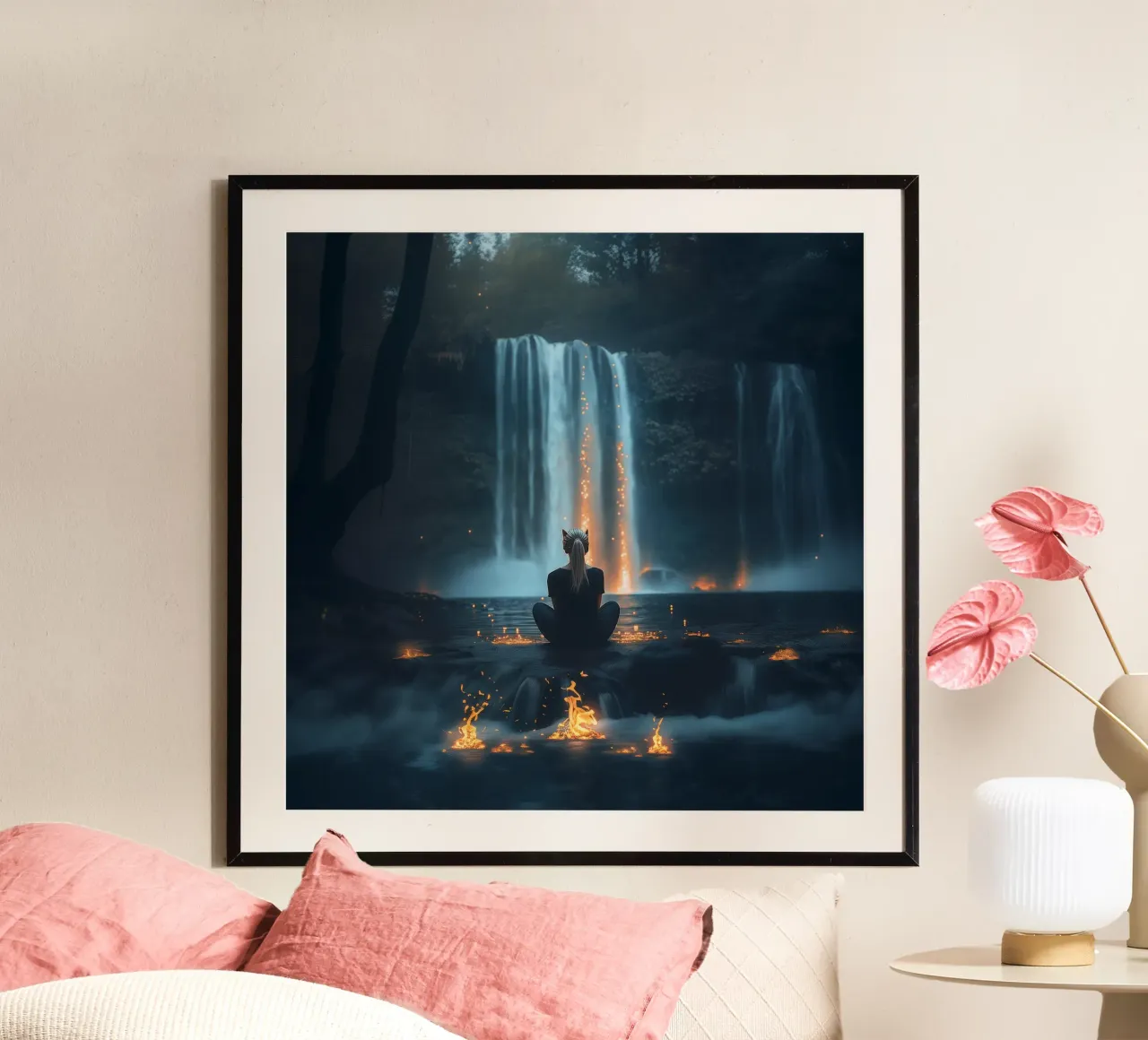 Waterfalls poster con telaio in plastica da Synthaira