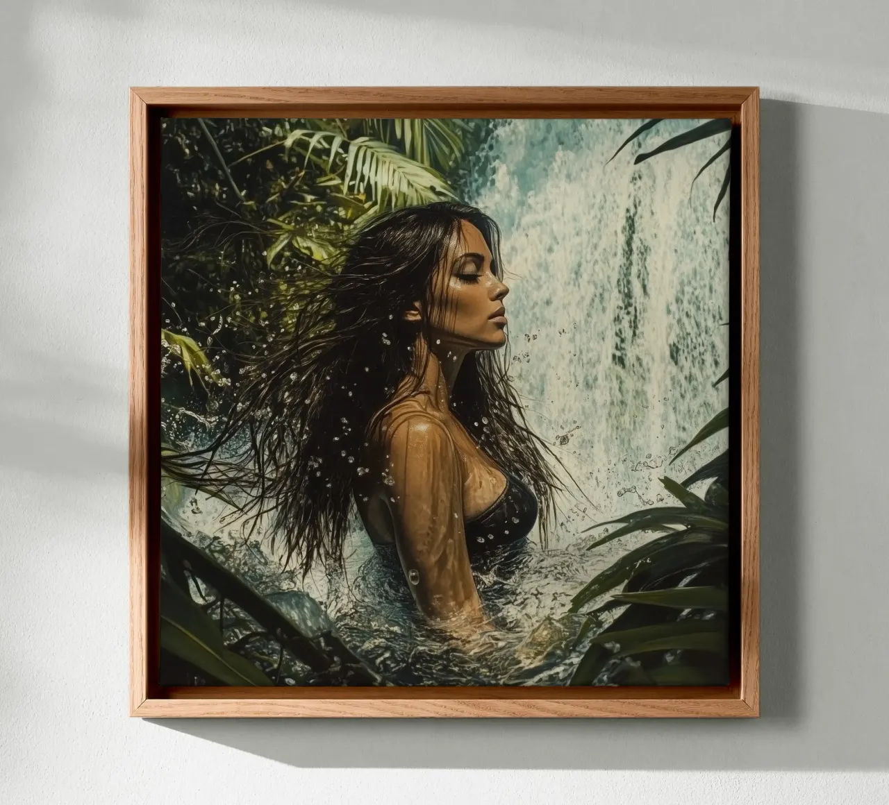 Waterval in de jungle canvas met Baklijst van Synthaira