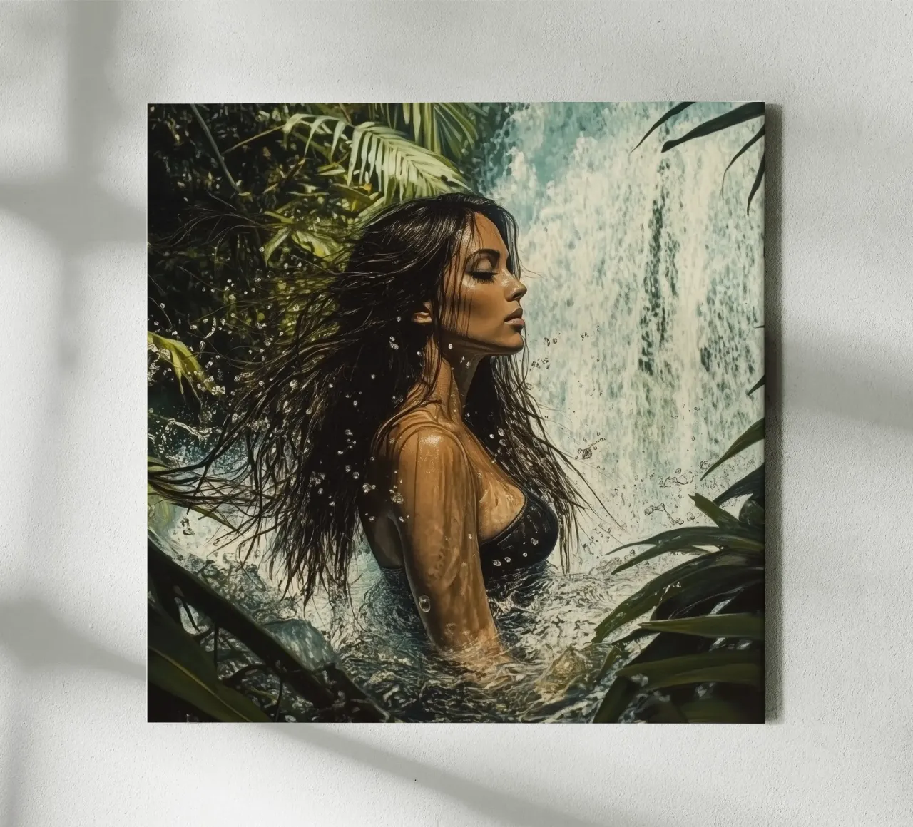Waterval in de jungle canvas met Baklijst van Synthaira