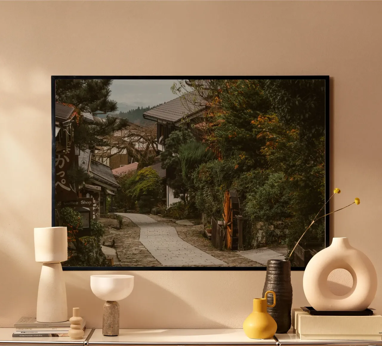 Villaggio giapponese Magome poster con telaio in plastica da Marcel Bisig