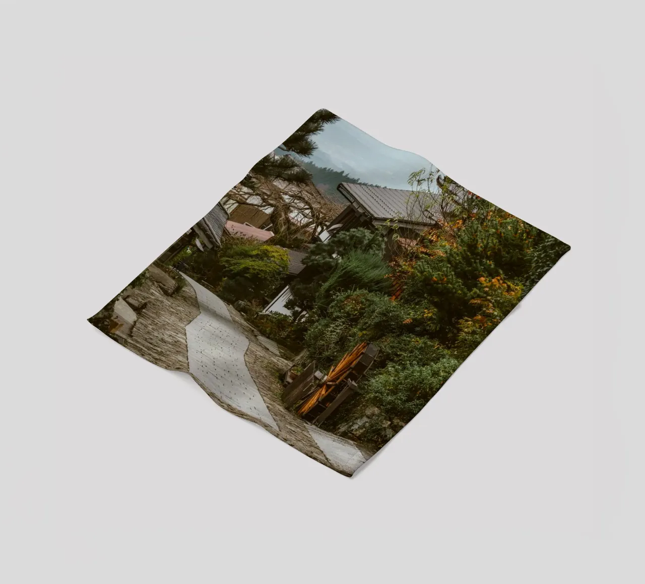 Japanese Village Magome fleece blanket by Marcel Bisig