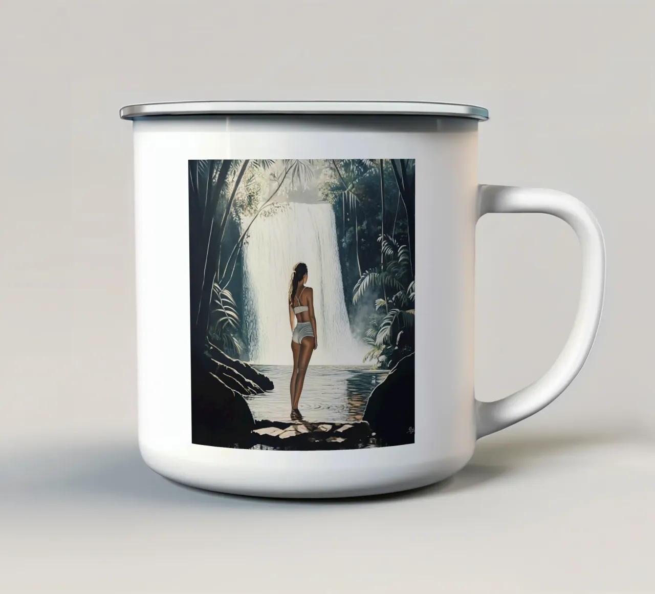 Cascata nella giungla tazza in smalto da Synthaira