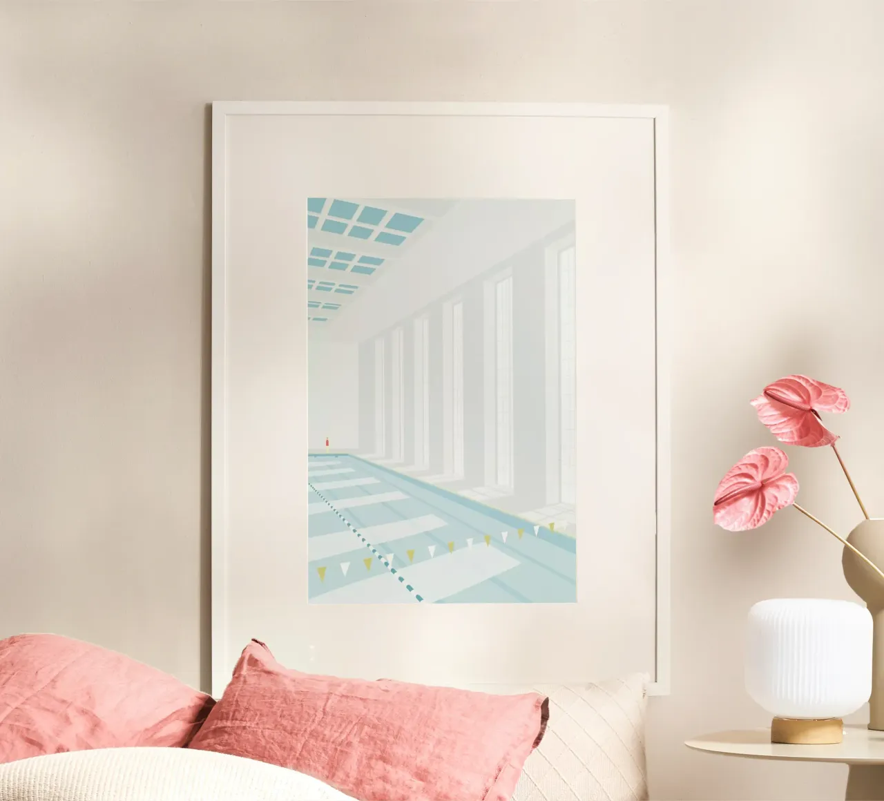 Svømmehal poster con telaio in legno da Swen Swensøn