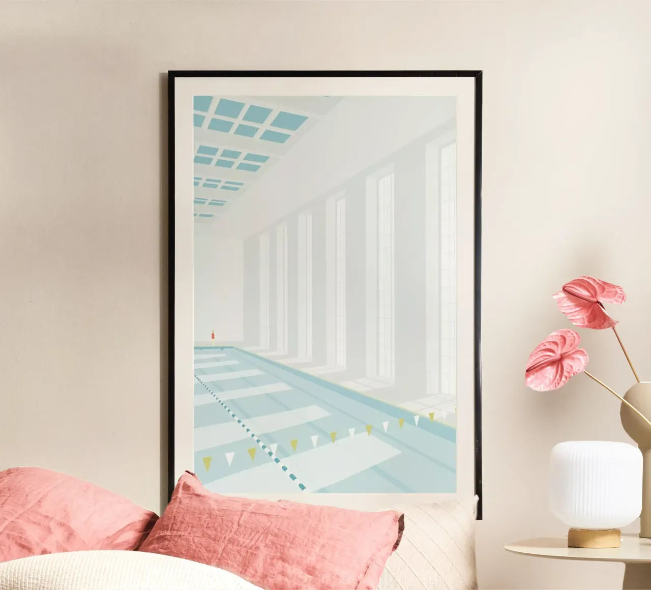 Svømmehal poster con telaio in legno da Swen Swensøn